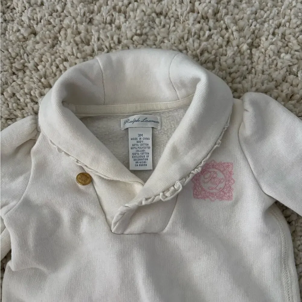 Ralph Lauren White Onesie Pink Logo 3 Months